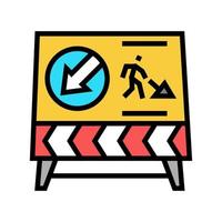 road construction sign color icon vector illustration