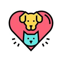 perro y gato corazón color icono vector ilustración