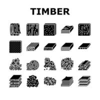 Timber Wood Industrial Production Icons Set Vector