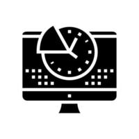 time for working on computer glyph icon vector illustration