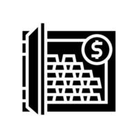 caja fuerte millonaria con ilustración de vector de icono de glifo de oro