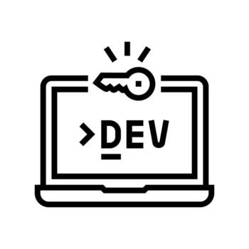 ilustración de vector de icono de línea de software de computadora de desarrollo