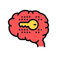 brain with key color icon vector illustration