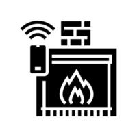 fireplace control system of smart home glyph icon vector illustration