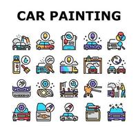 Car Painting Service Collection Icons Set Vector