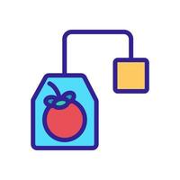 mangosteen tea bag with label icon vector outline illustration