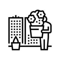 city gardening occupation line icon vector illustration