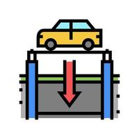 elevator lowering car on underground parking color icon vector illustration