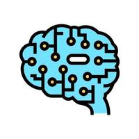 artificial intelligence brain color icon vector illustration