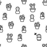 Cactus Domestic Plant Vector Seamless Pattern