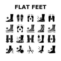 Flat Feet Disease Collection Icons Set Vector