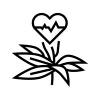 planta natural para el latido del corazón fitoterapia línea icono vector ilustración