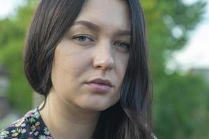 Close up portrait young beautiful woman. photo