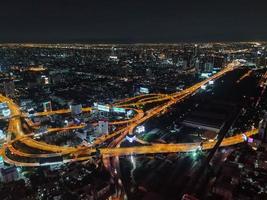 Bangkok, Thailand, 2022 - Bangkok citiy Scape at nitght top view from Baiyok building. photo