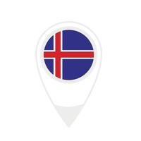 National flag of Iceland  ,round icon. Vector map pointer icon.