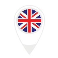 National flag of Great Britain ,round icon. Vector map pointer icon.