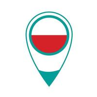 National flag of Poland ,round icon. Vector map pointer icon.