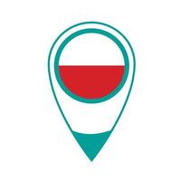 National flag of Poland ,round icon. Vector map pointer icon.