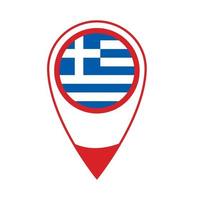 National flag of  Greece ,round icon. Vector map pointer icon.