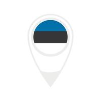 National flag of  Estonia,round icon. Vector map pointer icon.