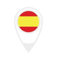 National flag of Spain ,round icon. Vector map pointer icon.