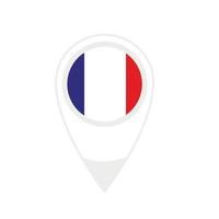 National flag of  France ,round icon. Vector map pointer icon.