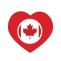 icono vectorial, corazón rojo con la bandera nacional de Canadá. vector