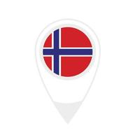 bandera nacional de noruega, icono redondo. icono de puntero de mapa vectorial. vector