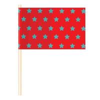 Red flag with stars on a wooden flagpole. Vector