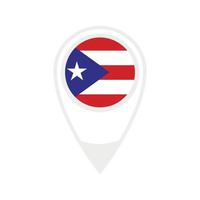 National flag of  Puerto Rico ,round icon. Vector map pointer icon.