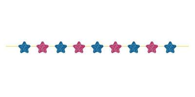 A garland of red and blue stars. Thread with ornaments. A holiday attribute. Vector