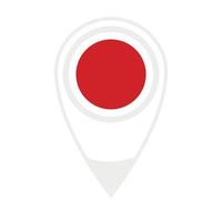 National flag of  Japan ,round icon. Vector map pointer icon.