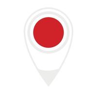 National flag of  Japan ,round icon. Vector map pointer icon.