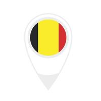 National flag of  Belgium, round icon. Vector map pointer icon.