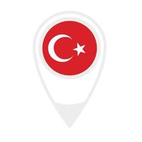 National flag of Turkey ,round icon. Vector map pointer icon.