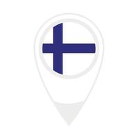 National flag of  Finland ,round icon. Vector map pointer icon.