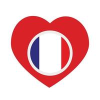 icono vectorial, corazón rojo con la bandera nacional de Francia. vector