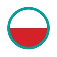 Round vector icon, national flag of Poland the country .