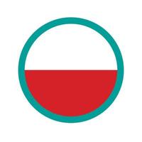 Round vector icon, national flag of Poland the country .