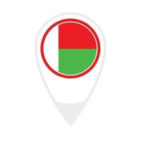 bandera nacional de madagascar, icono redondo. icono de puntero de mapa vectorial. vector