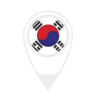 bandera nacional de la república de corea, icono redondo. icono de puntero de mapa vectorial. vector