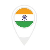 bandera nacional de la india, icono redondo. icono de puntero de mapa vectorial. vector