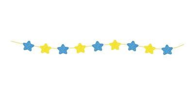 A garland of yellow and blue stars. Thread with ornaments. A holiday attribute. Vector