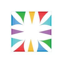 el marco es cuadrado con banderas multicolores. banderas triangulares de colores adornan el marco cuadrado. vector