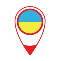 National flag of Ukraine ,round icon. Vector map pointer icon.