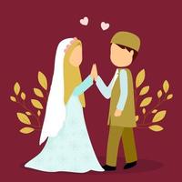 muslim wedding couple cartoon illustration vector