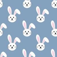 Rabbit seamless pattern on blue background. vector