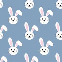 Rabbit seamless pattern on blue background. vector