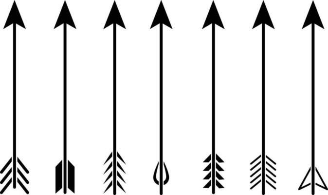 Bow arrows icon set on white background.