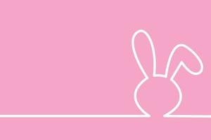 Continuous line drawing of rabbit on pink background. vector